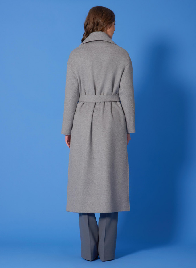 Long double breasted belted coat in wool - Cinzia Rocca