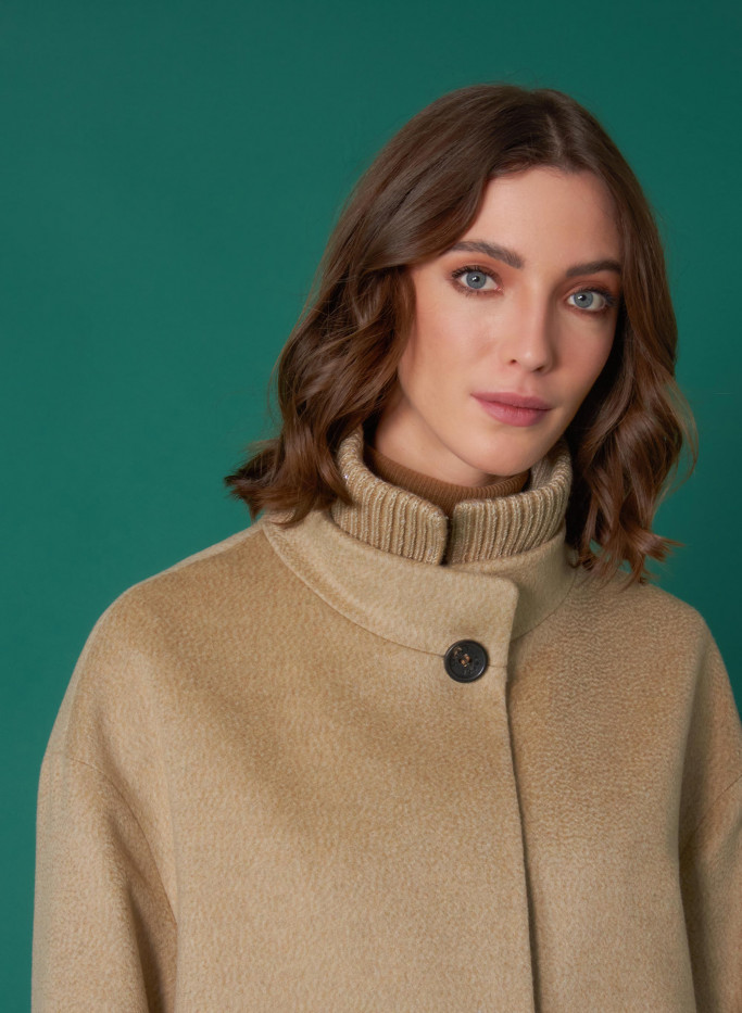 Pure cashmere coat with knit collar and cuffs - Cinzia Rocca