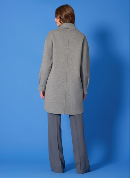 Double wool shirt-coat