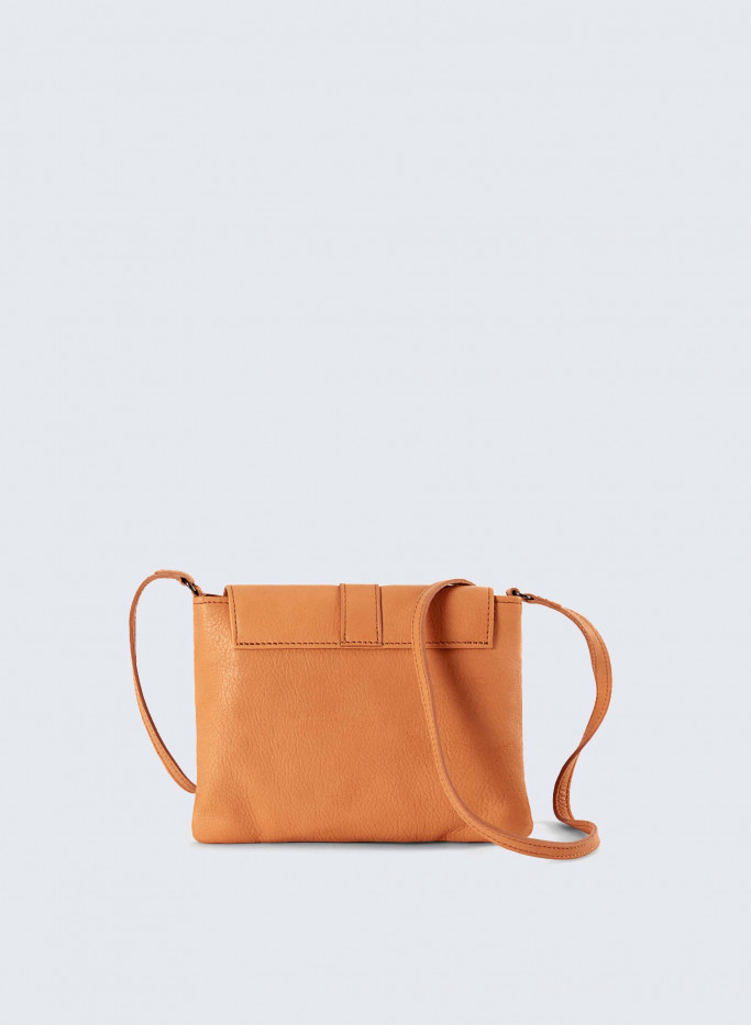 Genuine leather small shoulder bag in apricot color - Cinzia Rocca
