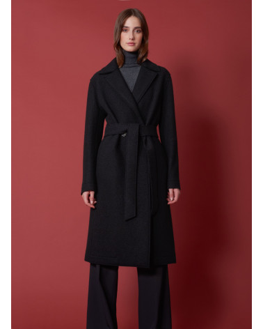 Belted coat in boiled wool - Cinzia Rocca