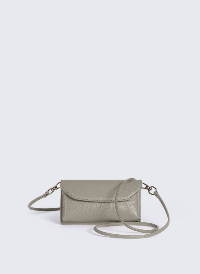 Grey crossbody phone bag in genuine leather | Cinzia Rocca