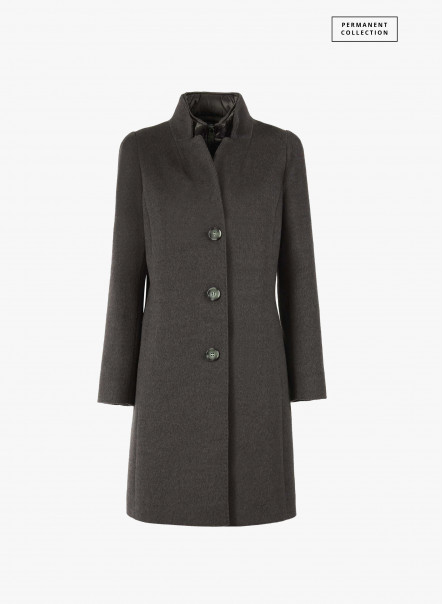 Grey wool coat with nylon bib | Cinzia Rocca