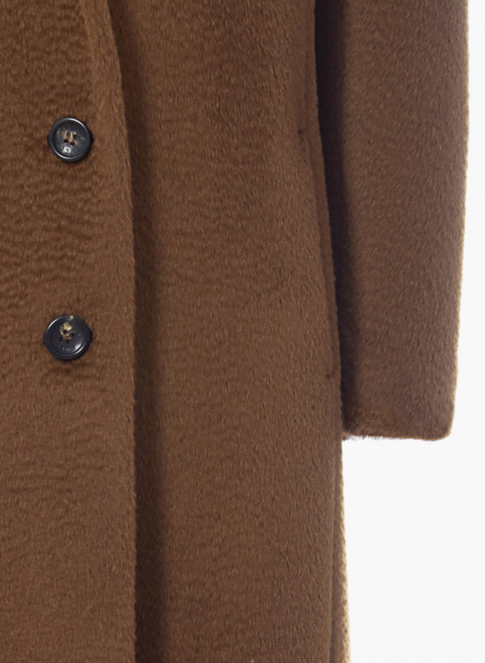 Long tobacco color coat in alpaca and wool | Cinzia Rocca