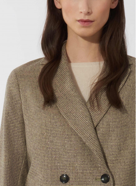 Micro green houndstooth double breasted blazer