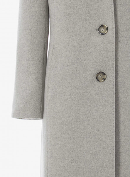 Long wool light grey coat with detachable nylon bib