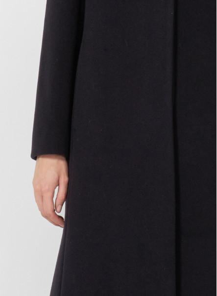 Black wool and cashmere coat with high stand up collar