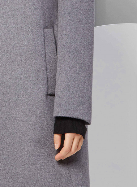 Grey wool coat with inverted notch collar