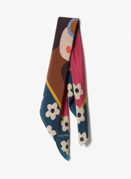 Louis Vuitton Red and Multicolor Logo Print Silk Skinny Scarf For