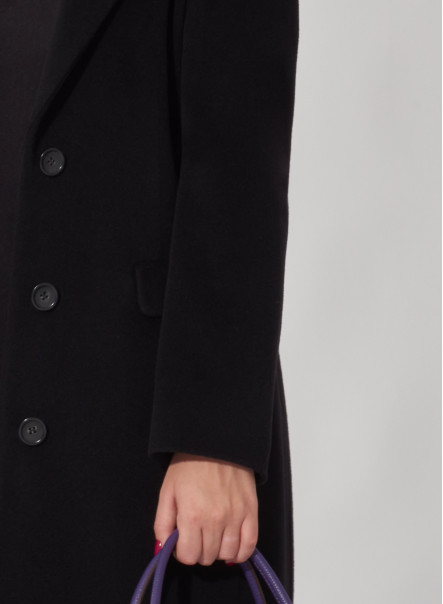 Black wool and cashmere long coat