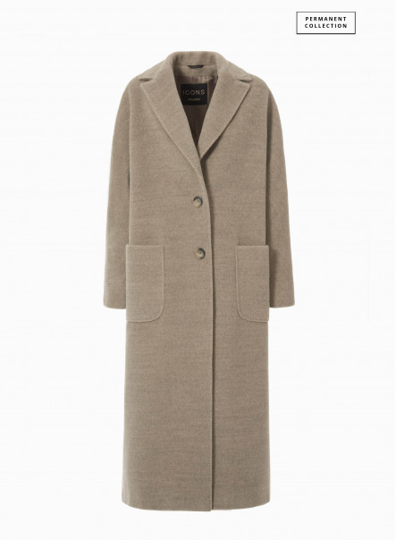 Cacha wool long coat with patch pockets
