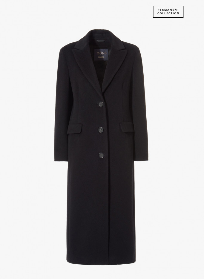 Black wool and cashmere long coat