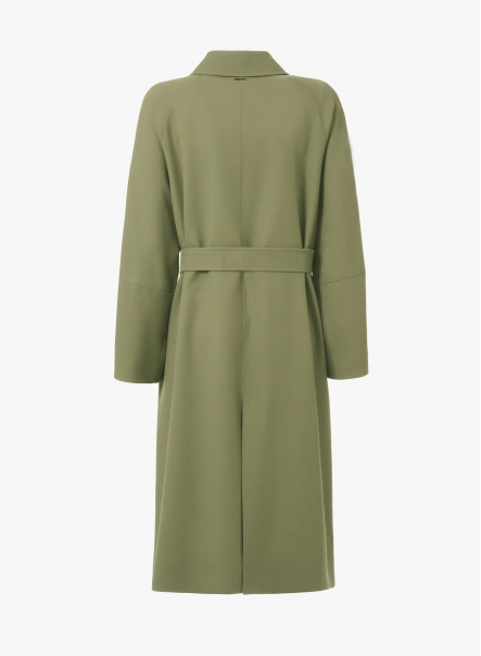 Green wool overcoat with shirt collar