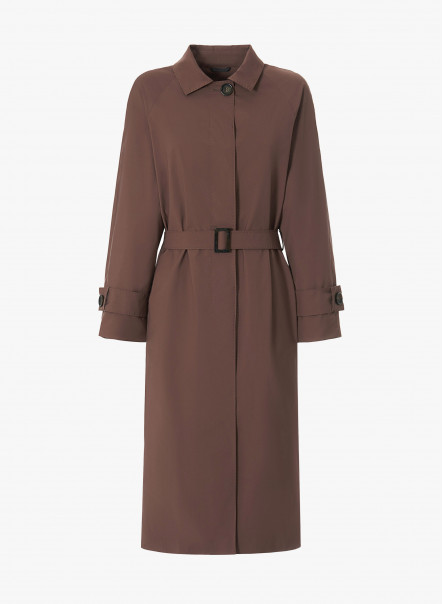 Maxi brown overcoat in rainproof technical fabric | Cinzia Rocca