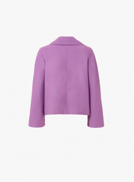 Short lilac color wool jacket with notch collar