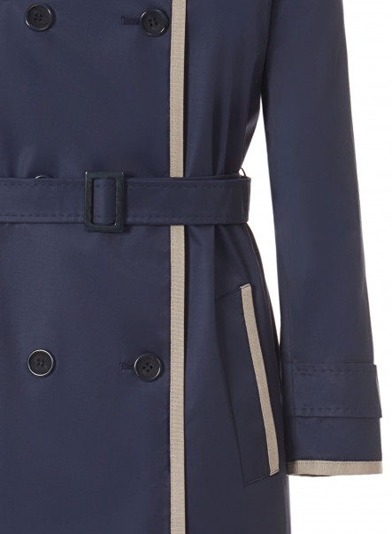Maxi blue polycotton trench coat