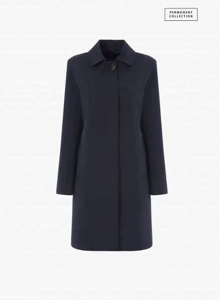 Satin tech blue overcoat with shirt collar | Cinzia Rocca