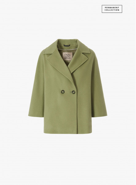 Double breasted green jacket in cashmere and wool