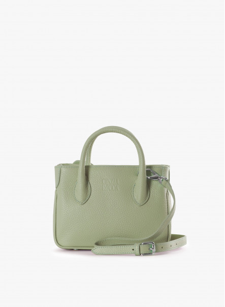 Mini aqua green Tote bag in genuine leather