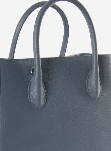 Small sky blue Tote bag in genuine leather