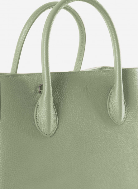 Small aqua green Tote bag in genuine leather