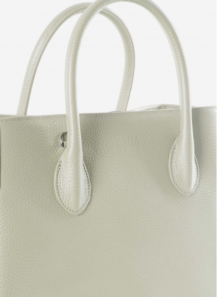 Small white Tote bag in genuine leather