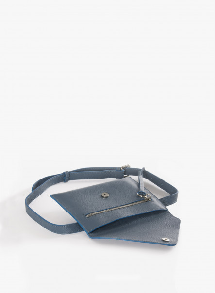 Sky blue belt bag in genuine leather