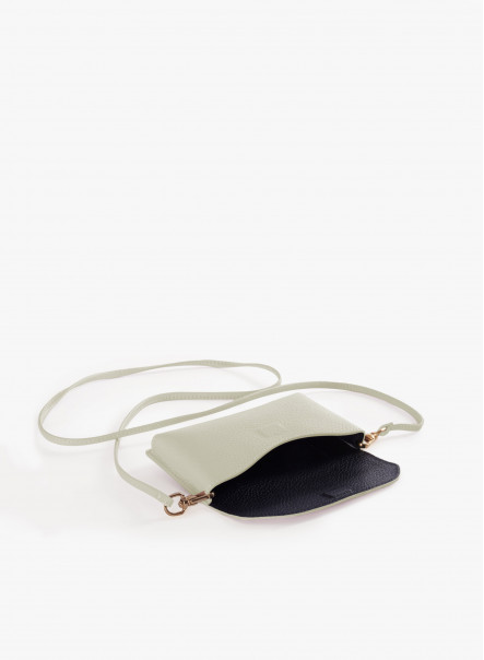 White crossbody phone bag in genuine leather