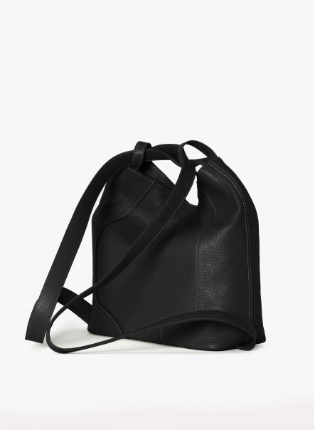 Black backpack in genuine leather