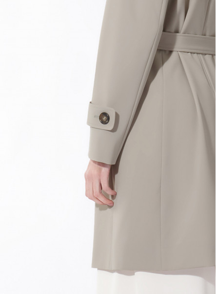 Satin tech double breasted grey trench coat