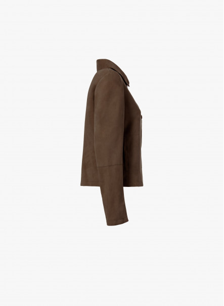 Short brown suede jacket