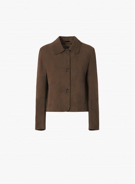 Short brown suede jacket