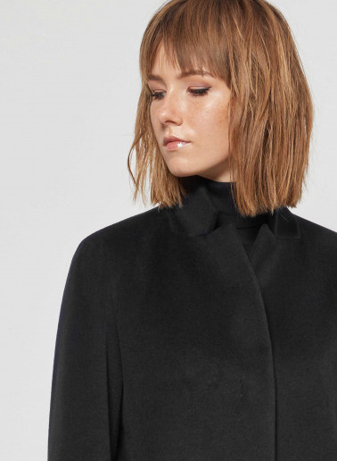 Black pure wool coat with inverted notch collar