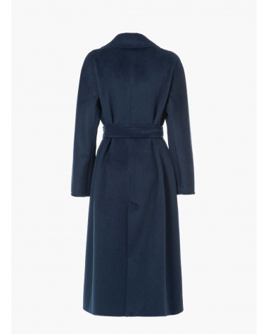 Maxi belted marine blue alpaca and wool wrap coat | Cinzia Rocca