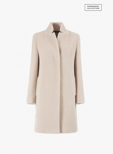 Beige wool and alpaca coat with inverted notch collar | Cinzia Rocca