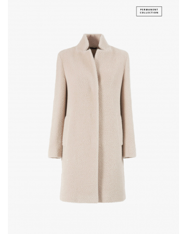 Beige wool and alpaca coat with inverted notch collar | Cinzia Rocca