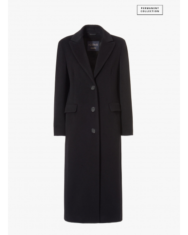 Maxi black wool and cashmere masculine coat | Cinzia Rocca