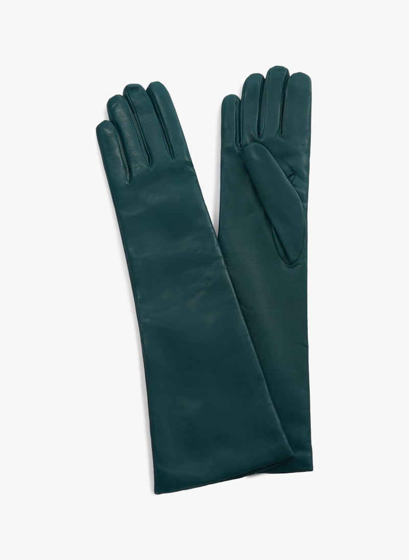 Long petrol green nappa leather gloves | Cinzia Rocca