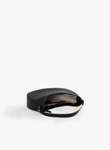 Half moon black genuine leather bag