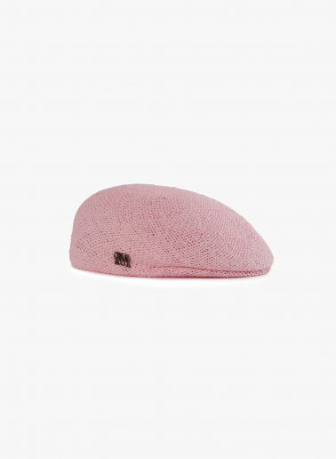 Pink straw flat cap