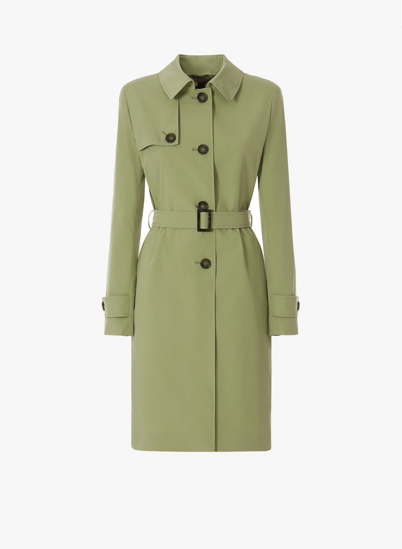 Rainproof tech taffeta green trench coat | Cinzia Rocca