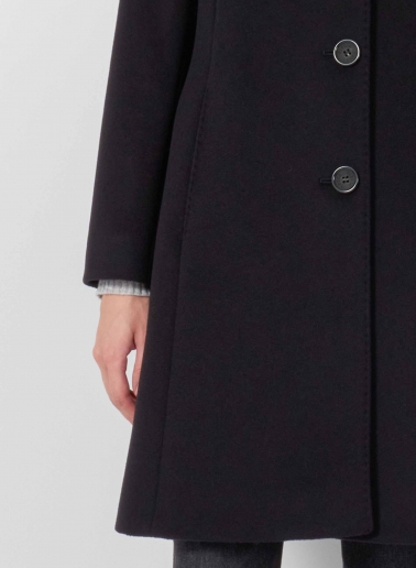 Black pure wool coat with detachable nylon bib