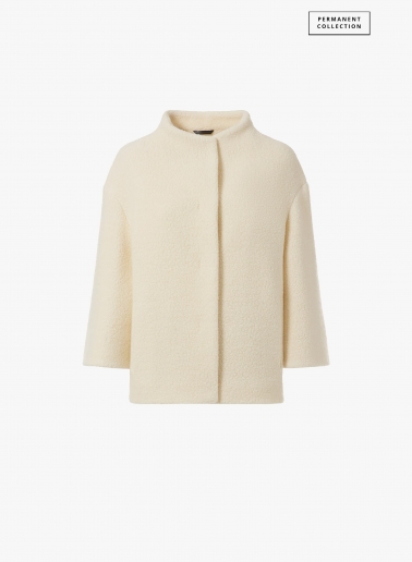 Short white wool coat with 3/4 sleeves | Cinzia Rocca