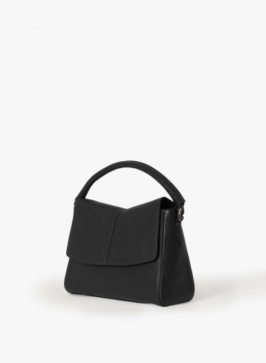 Black genuine leather handbag