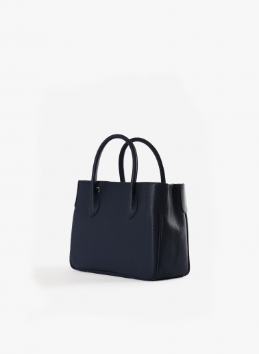 Small blue genuine leather tote bag