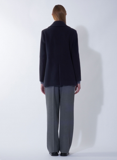 Blue wool and cashmere peacoat with metal buttons with logo