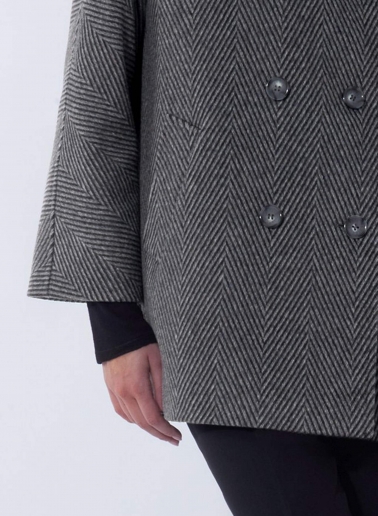 Grey herringbone pure wool peacoat