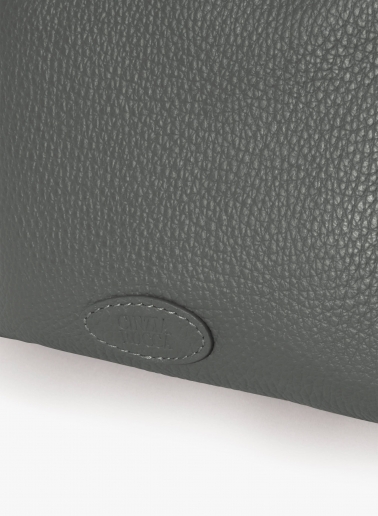 Grey genuine leather crossbody bag with three compartments