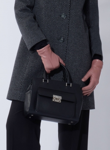 Pink nappa leather gloves with top stitch