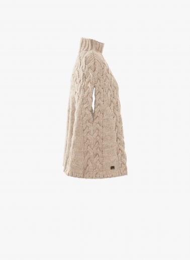 Beige braided knit cape